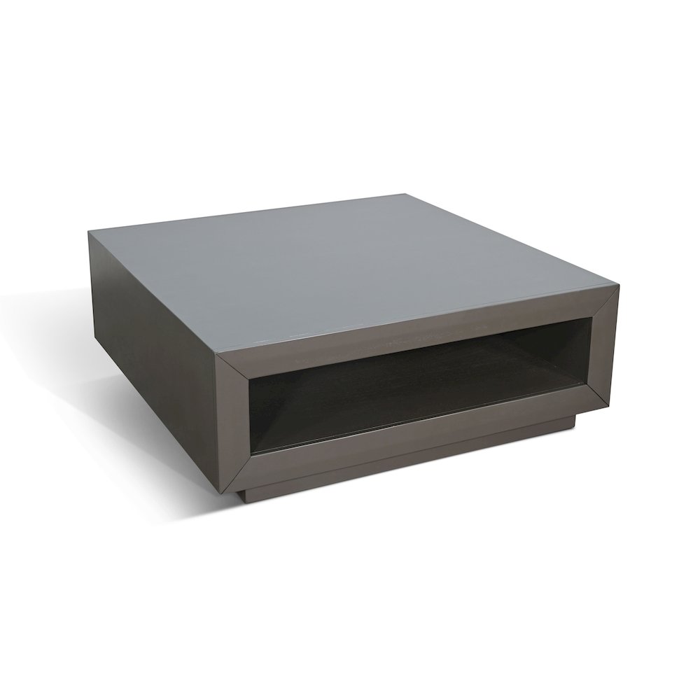 Modern Square Coffee Table with Open Storage, Urban Bronze. Picture 1