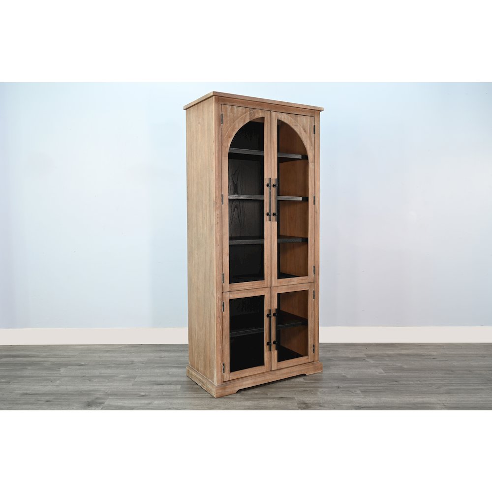 Elena Tall Wood Cabinet with Arched Glass Doors. Picture 3