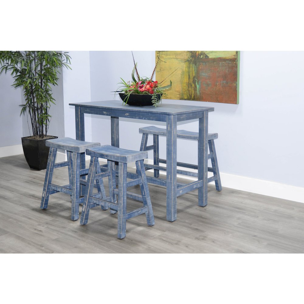 Ocean Blue Counter Saddle Seat Stool, Wood Seat (Set of 2). Picture 7