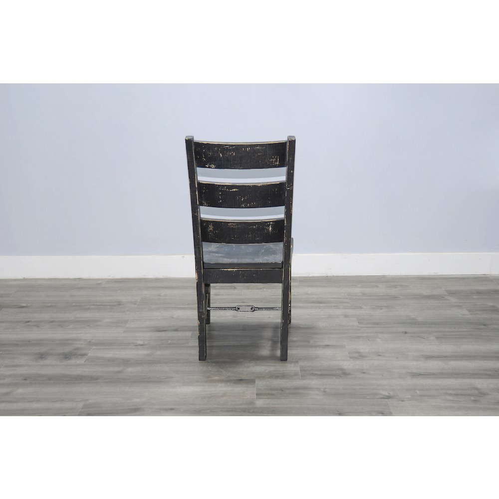 Black Sand Ladderback Chair with Turnbuckle, Wood Seat (Set of 2). Picture 4
