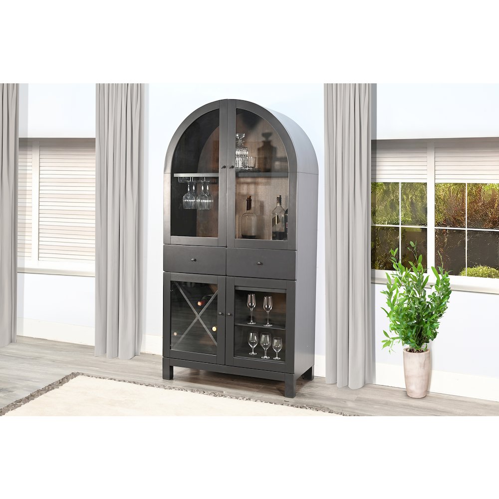 Arched Wine Bar Cabinet, Black Magic. Picture 2