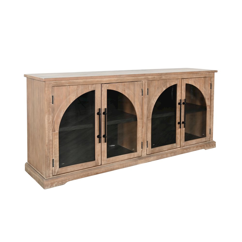 Elena Modern Wood Display Cabinet with Arched Glass Doors. Picture 1