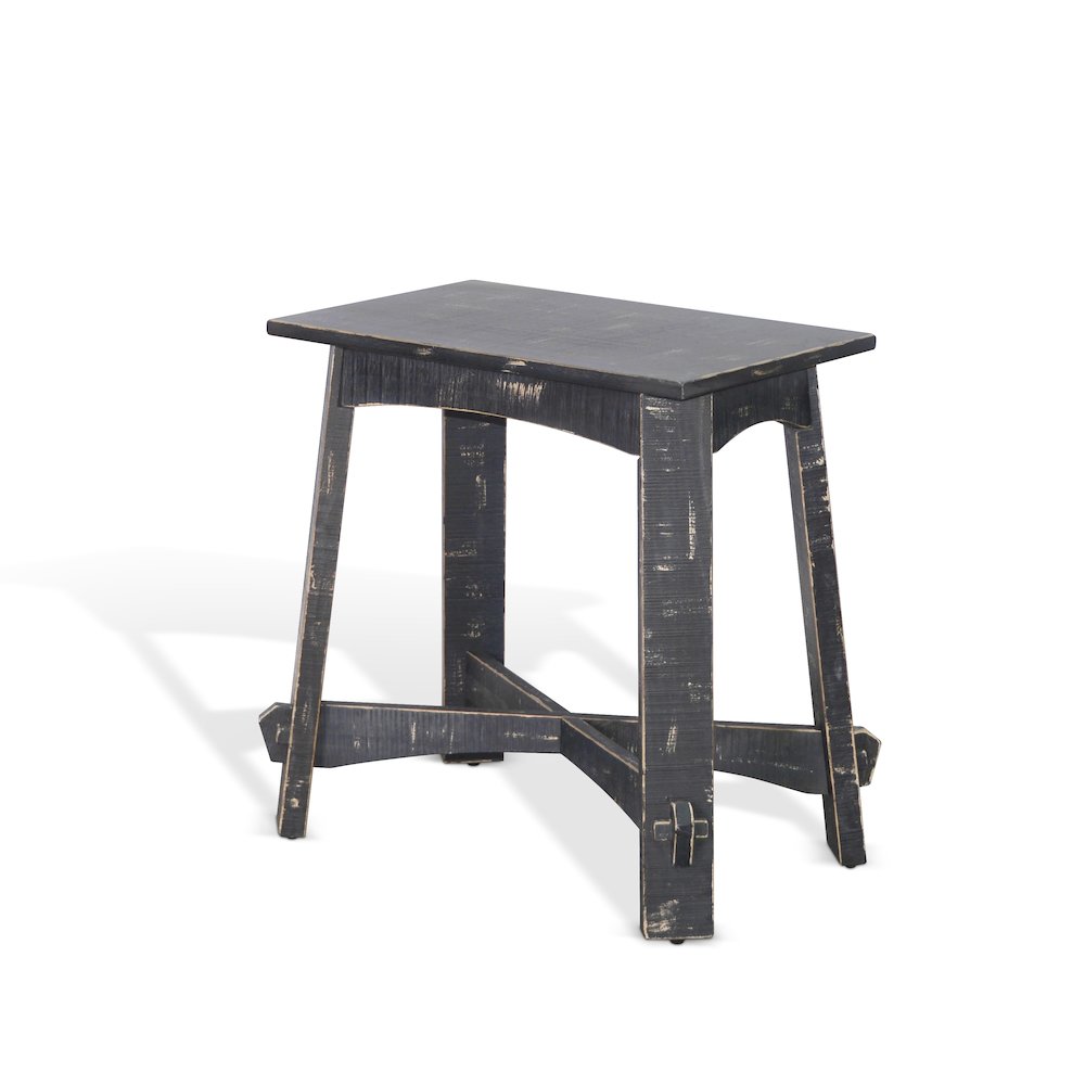 Marina Farmhouse Mahogany Wood Chair Side Table in Black Sand. Picture 1