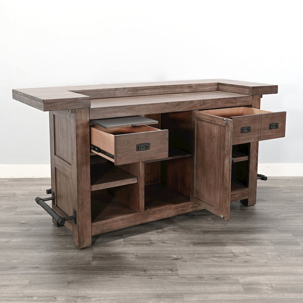 80" Traditional Wood Home Bar with Stools. Picture 4
