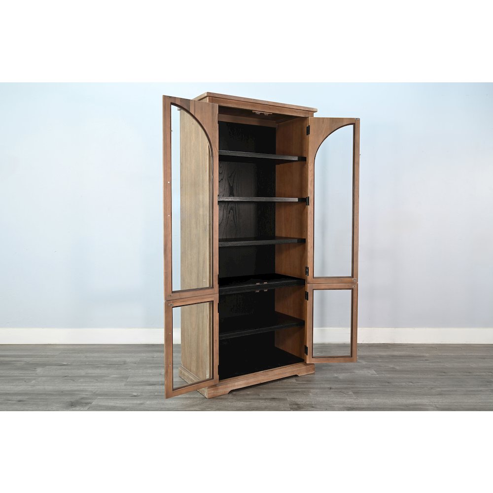 Elena Tall Wood Cabinet with Arched Glass Doors. Picture 4