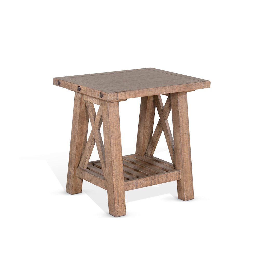 Vivian 24" Farmhouse Mahogany Wood End Table in Light Brown. Picture 1