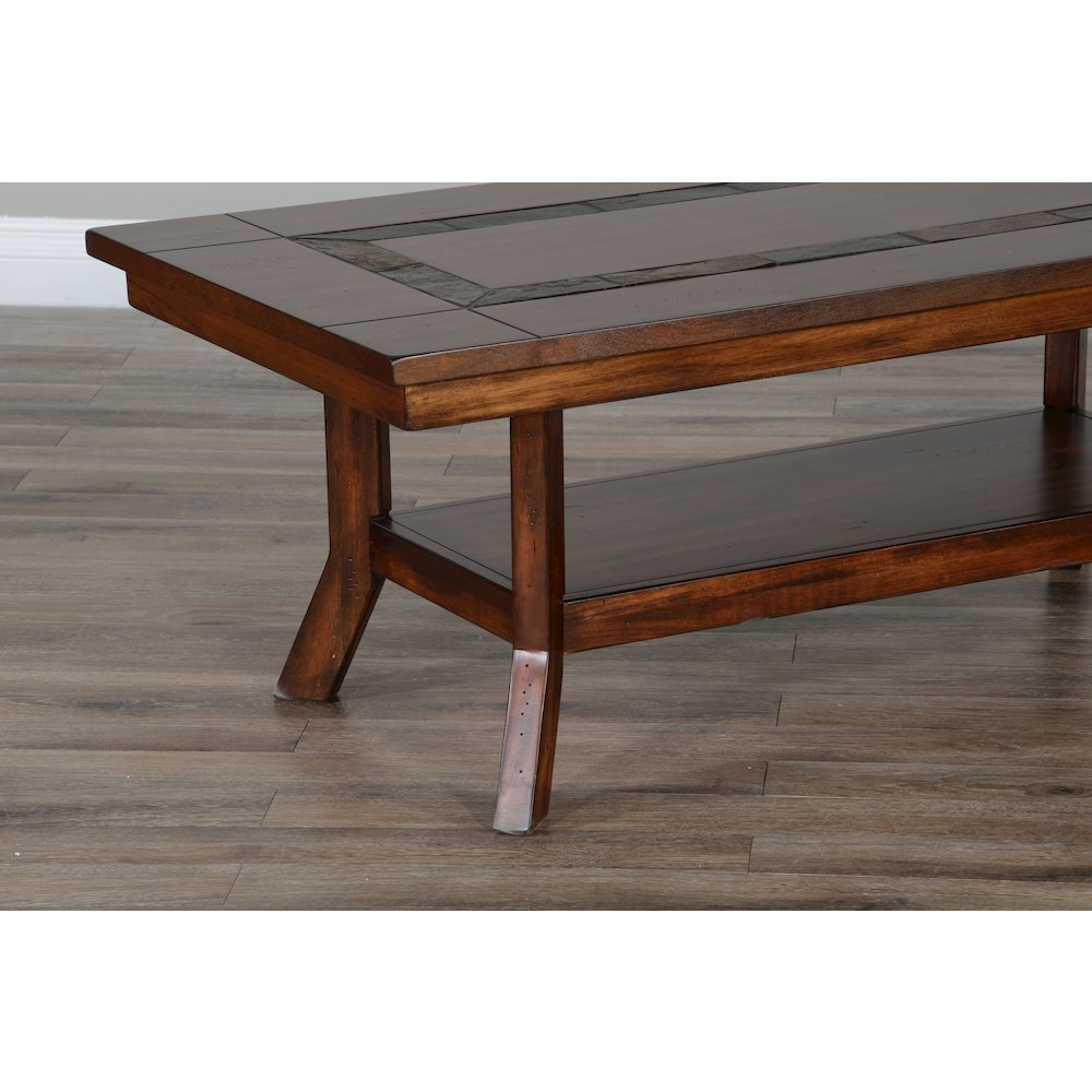 Santa Fe 48.5" Traditional Wood Coffee Table in Dark Chocolate. Picture 2