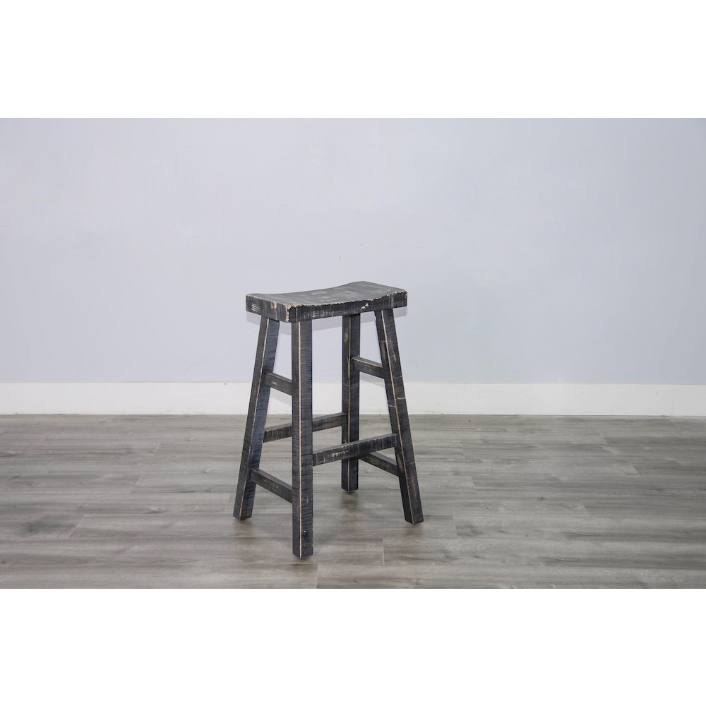 Black Sand Bar Saddle Seat Stool, Wood Seat (Set of 2). Picture 3