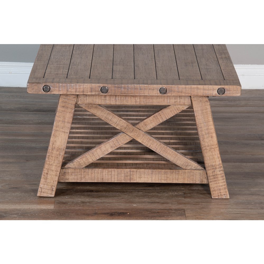 Vivian 52" Farmhouse Mahogany Wood Coffee Table in Light Brown. Picture 3