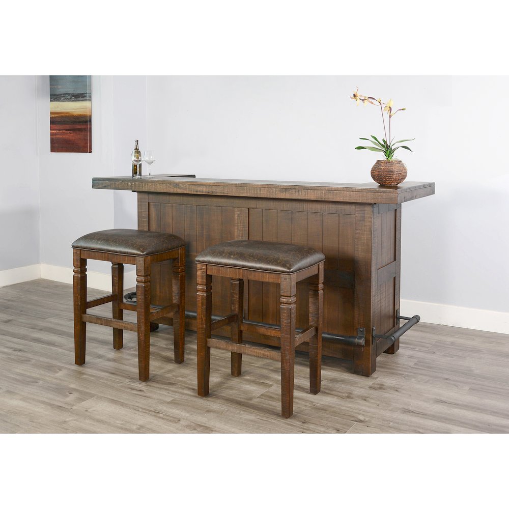 80" Traditional Wood Home Bar with Stools. Picture 2