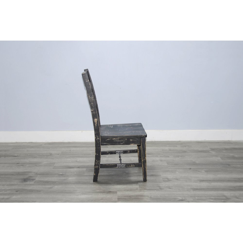 Black Sand Ladderback Chair with Turnbuckle, Wood Seat (Set of 2). Picture 5