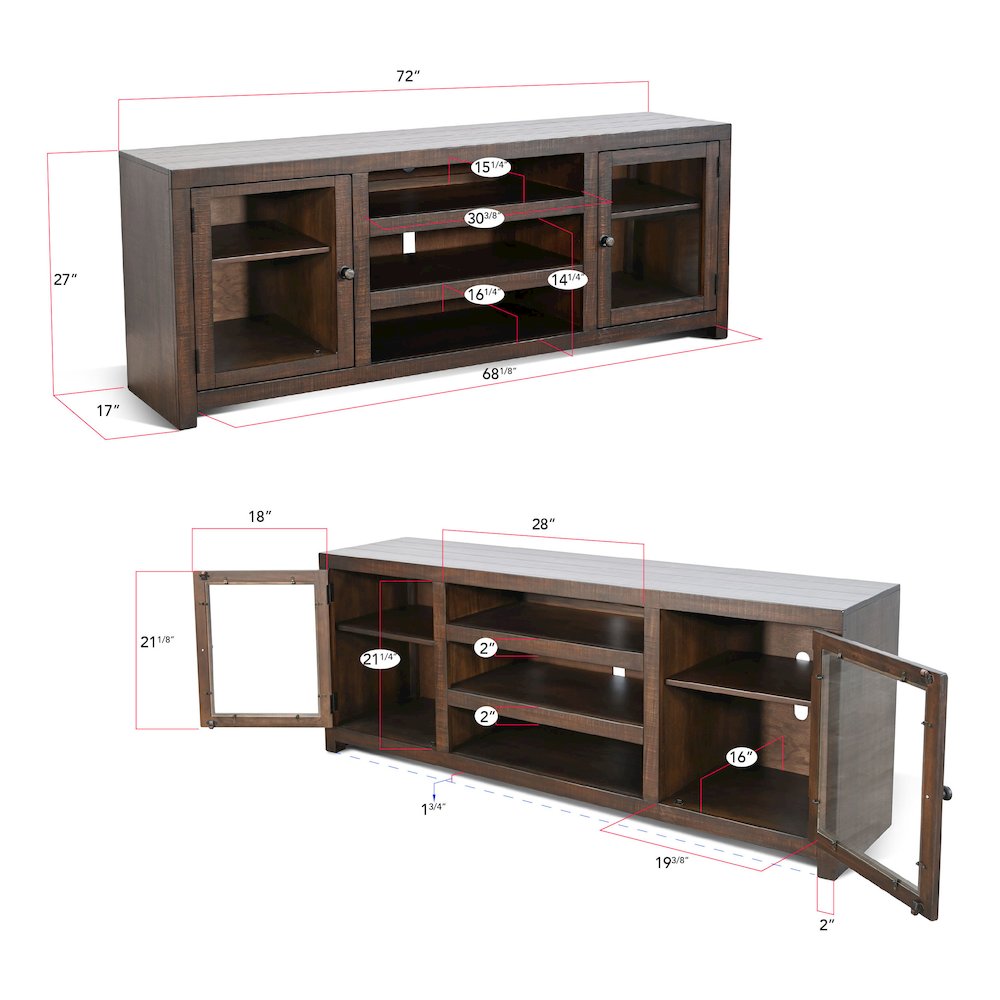 72" Media Console with Electric Fireplace. Picture 2