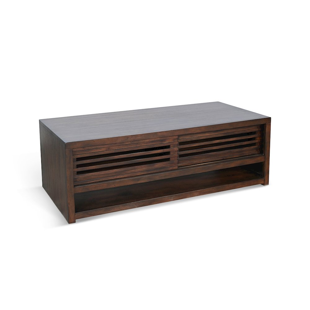 Coffee Table with Sliding Doors & Casters. Picture 1
