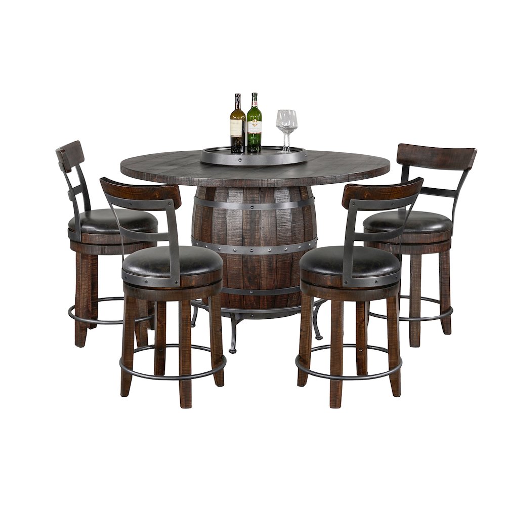 Round Pub Table with Wine Barrel Set. Picture 1