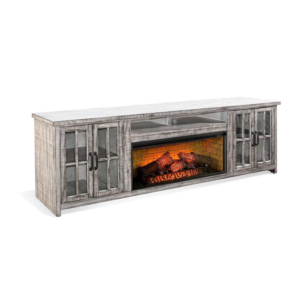 98" Media Console with Electric Fireplace. Picture 1