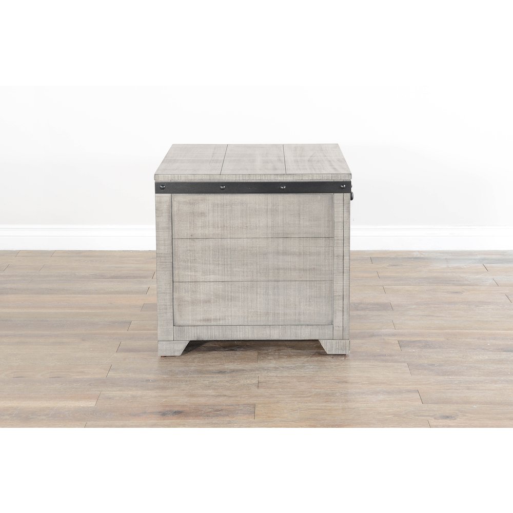 Traditional Mahogany Wood End Table in Alpine Gray. Picture 4