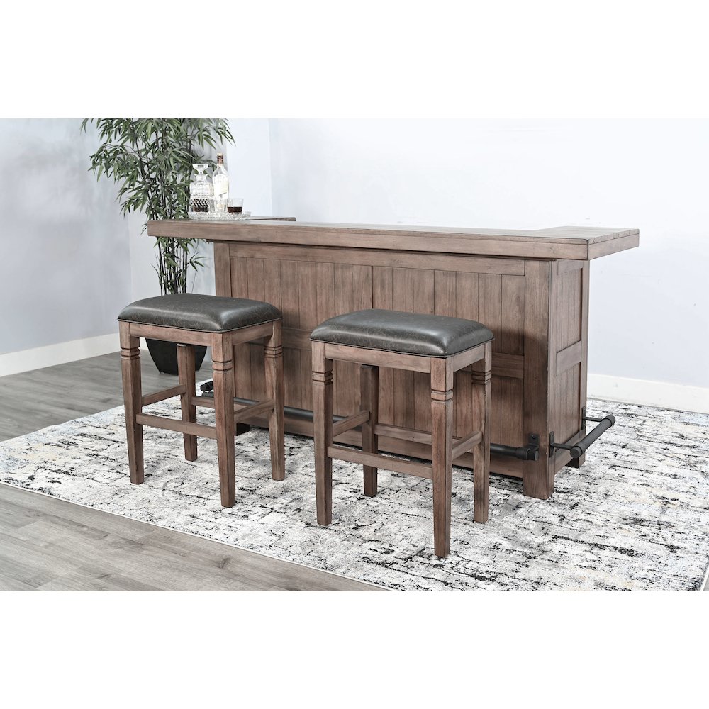 80" Traditional Wood Home Bar with Stools. Picture 2