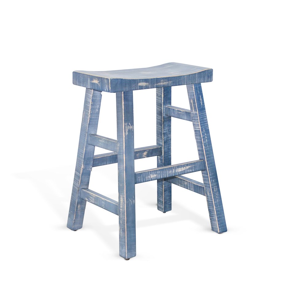 Ocean Blue Counter Saddle Seat Stool, Wood Seat (Set of 2). Picture 1