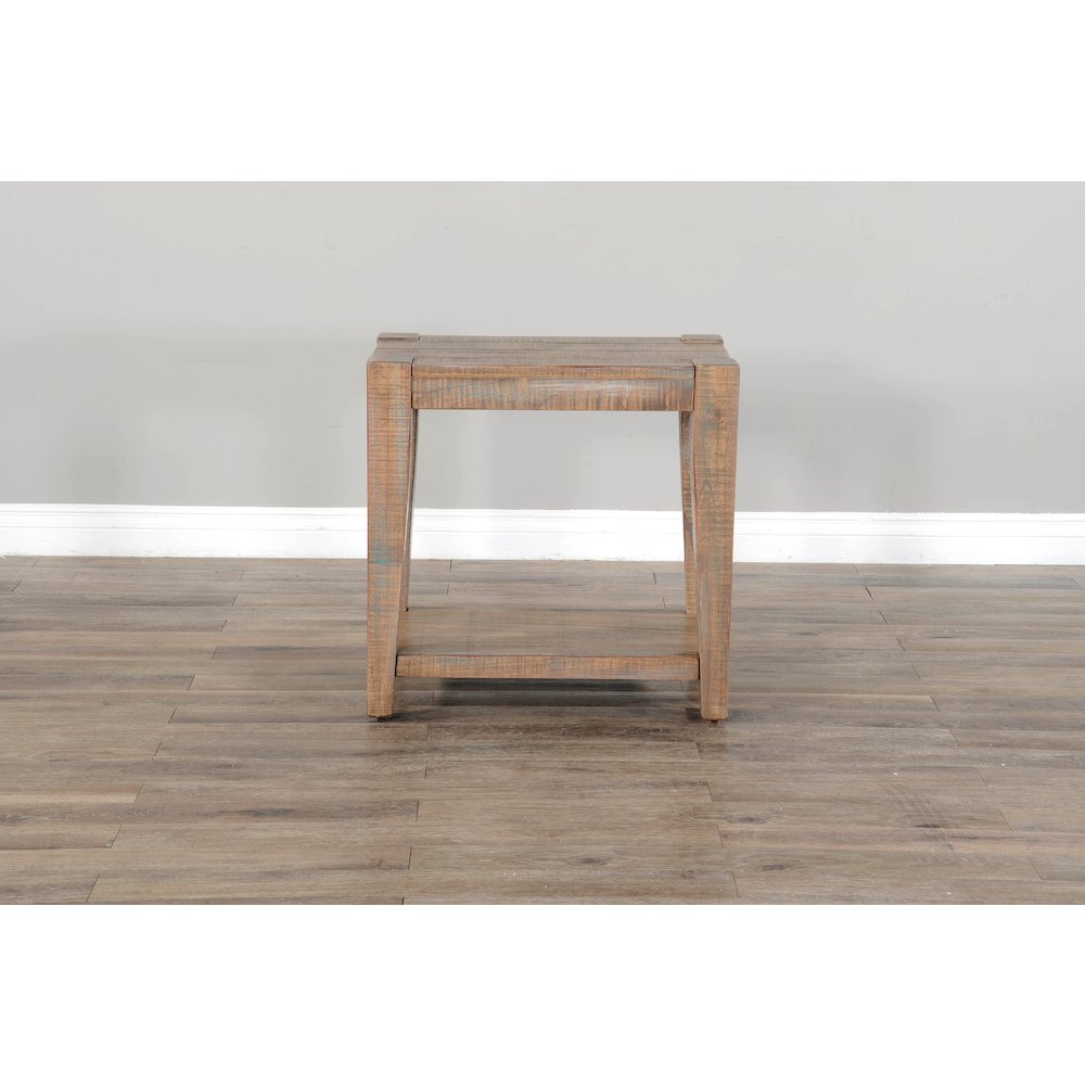 25" Modern Mindi Wood Chair Side Table in Weathered Brown. Picture 2