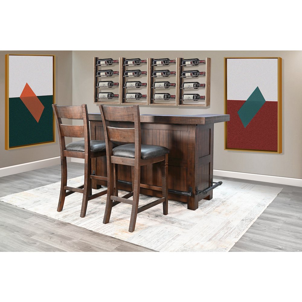 80" Traditional Wood Home Bar with Stools. Picture 2