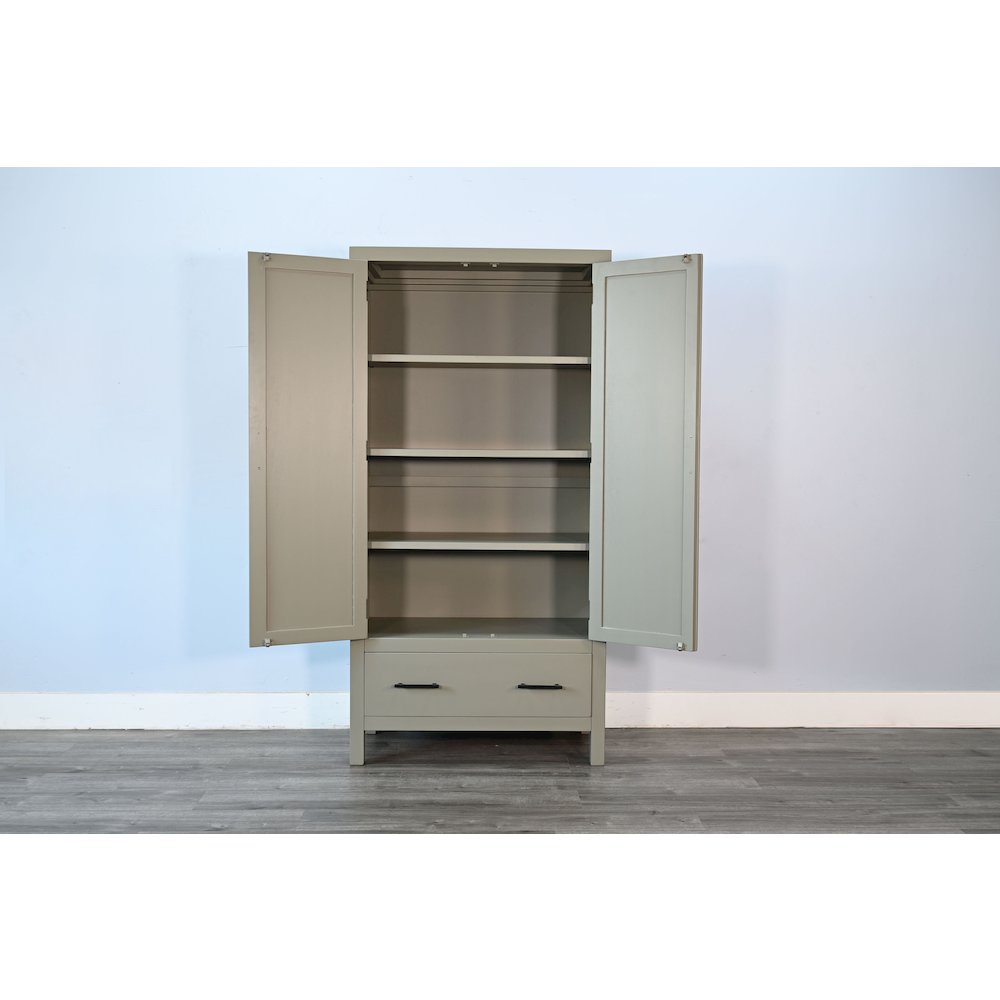 Transitional Linen Cabinet with Shelves and Deep Storage Drawer. Picture 4