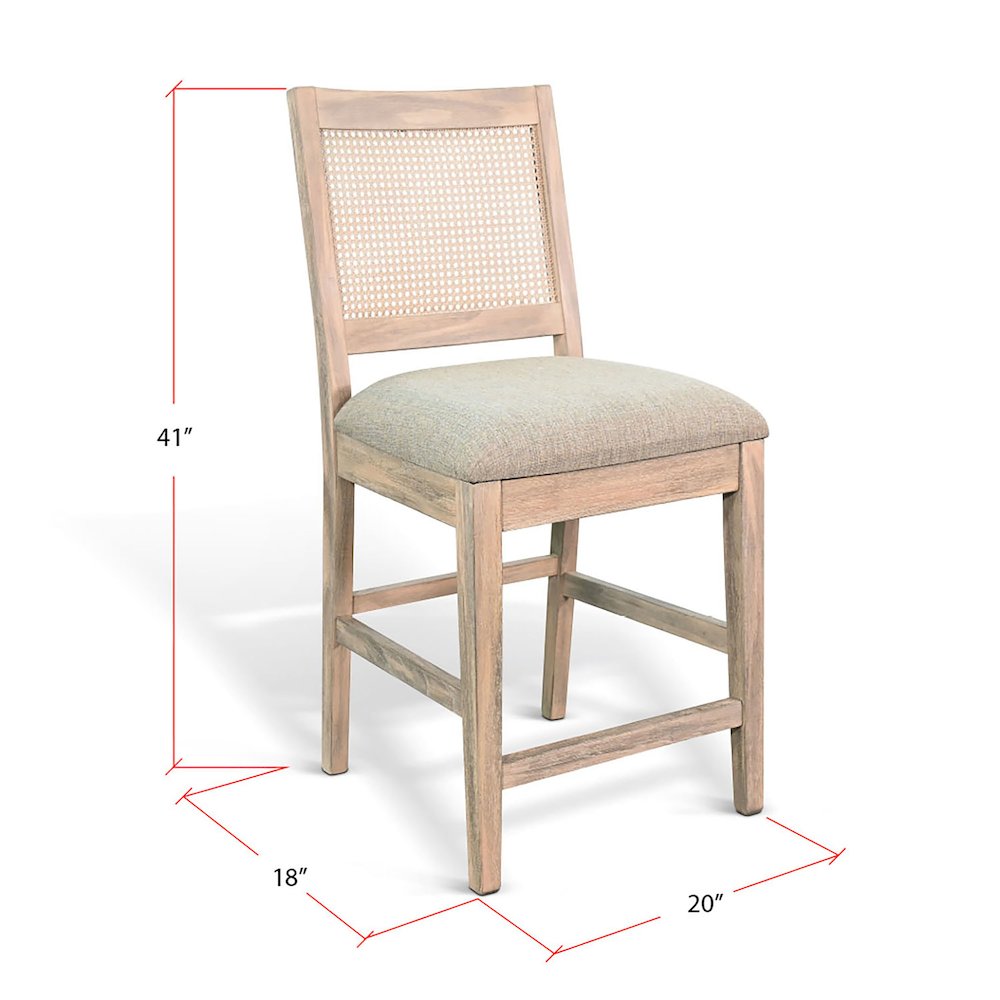 Cane Back Cushion Seat Counter Stool (Set of 2). Picture 6