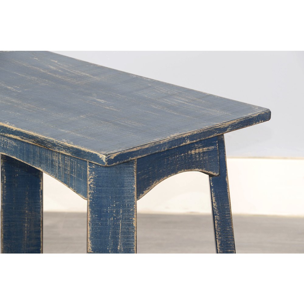 Marina Farmhouse Mahogany Wood Chair Side Table in Ocean Blue. Picture 3