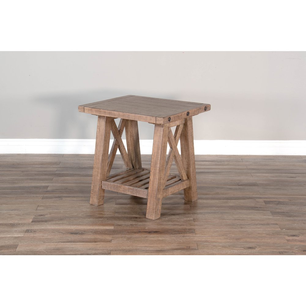 Vivian 24" Farmhouse Mahogany Wood End Table in Light Brown. Picture 2