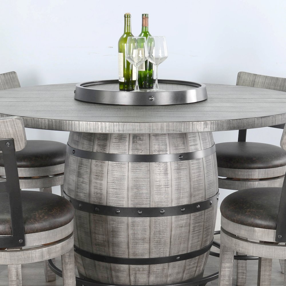 Round Pub Table with Wine Barrel Base. Picture 3