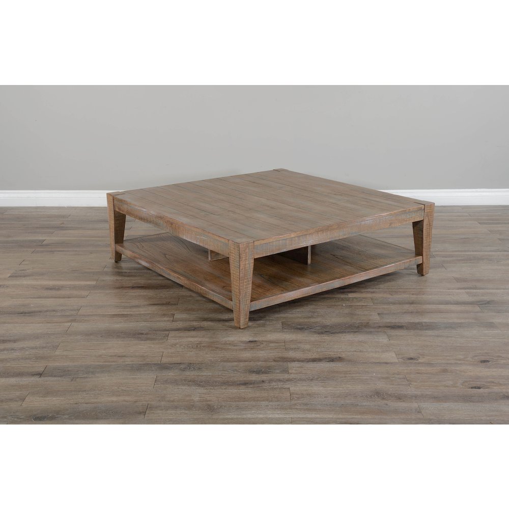 48" Modern Mindi Wood Cocktail Table in Weathered Brown. Picture 4
