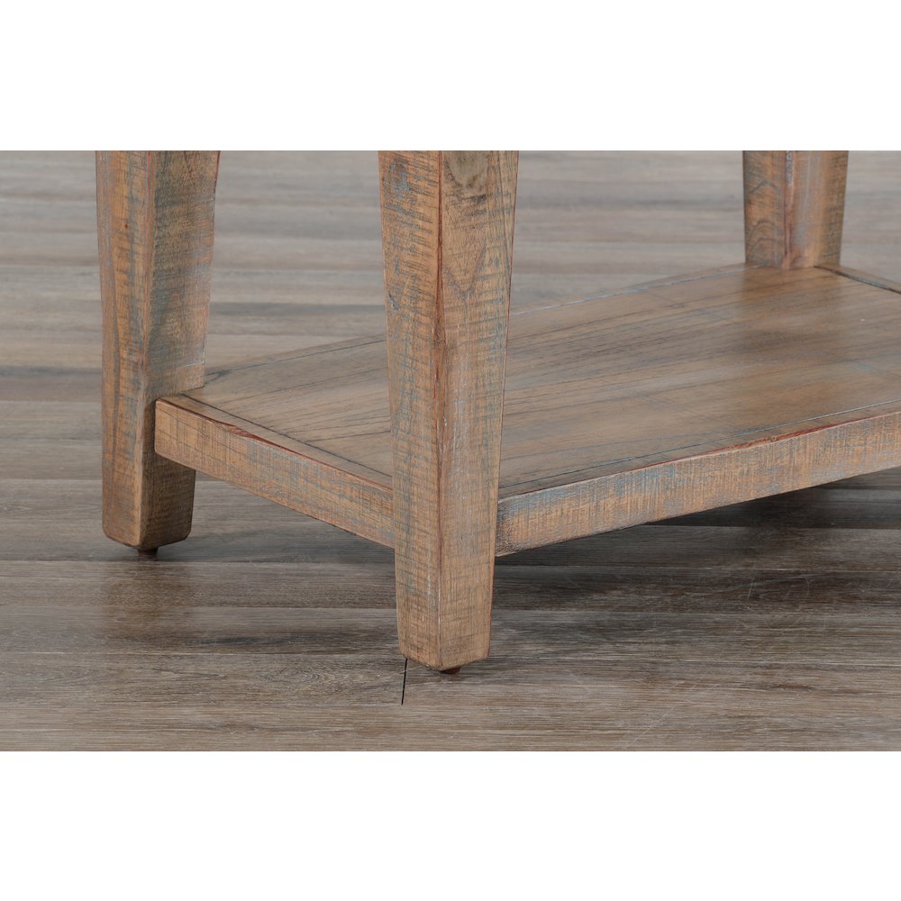 25" Modern Mindi Wood Chair Side Table in Weathered Brown. Picture 3