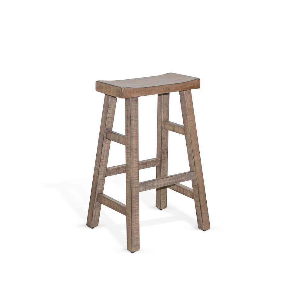 Beach Pebble Bar Saddle Seat Stool, Wood Seat (Set of 2). Picture 1