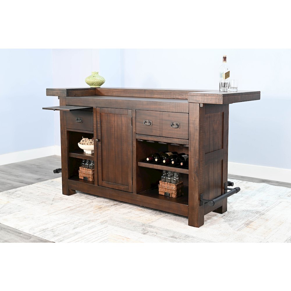 80" Traditional Wood Home Bar with Stools. Picture 6