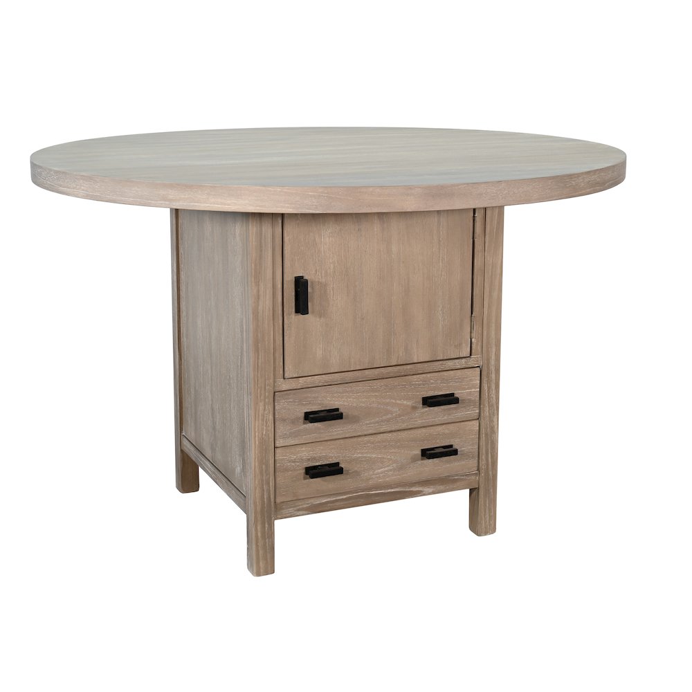 Round Dining Table with Built-in Storage Cabinet and Drawers. Picture 1