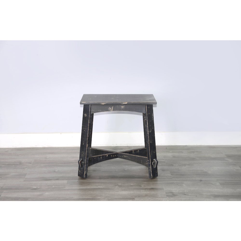 Marina Farmhouse Mahogany Wood Chair Side Table in Black Sand. Picture 4