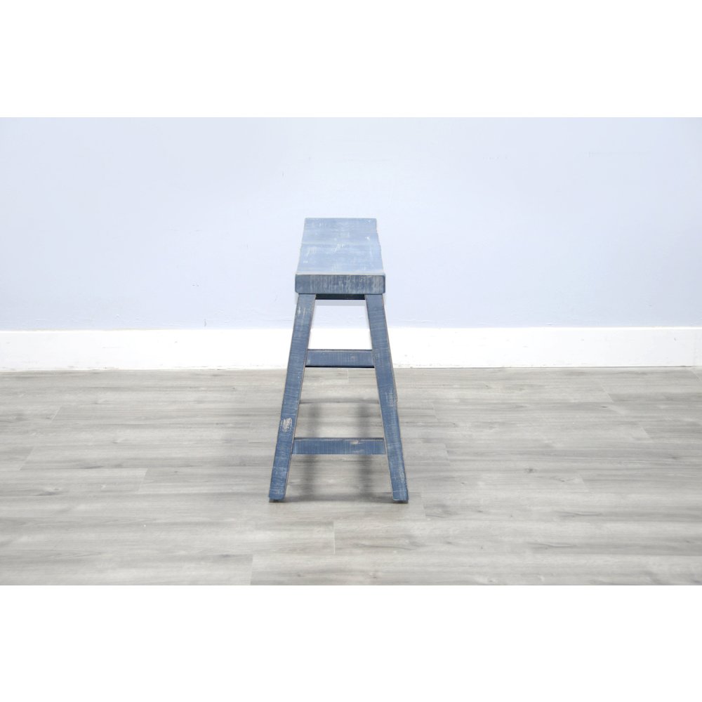 Ocean Blue Counter Bench, Wood Seat. Picture 3