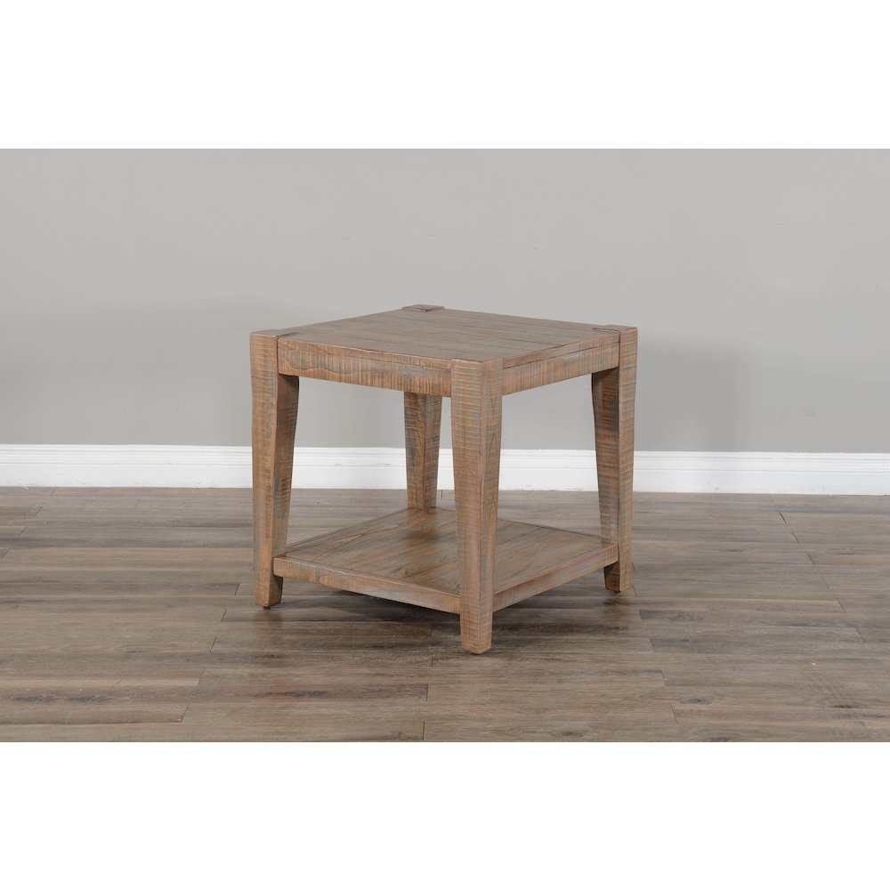 24" Modern Mindi Wood End Table in Weathered Brown. Picture 2