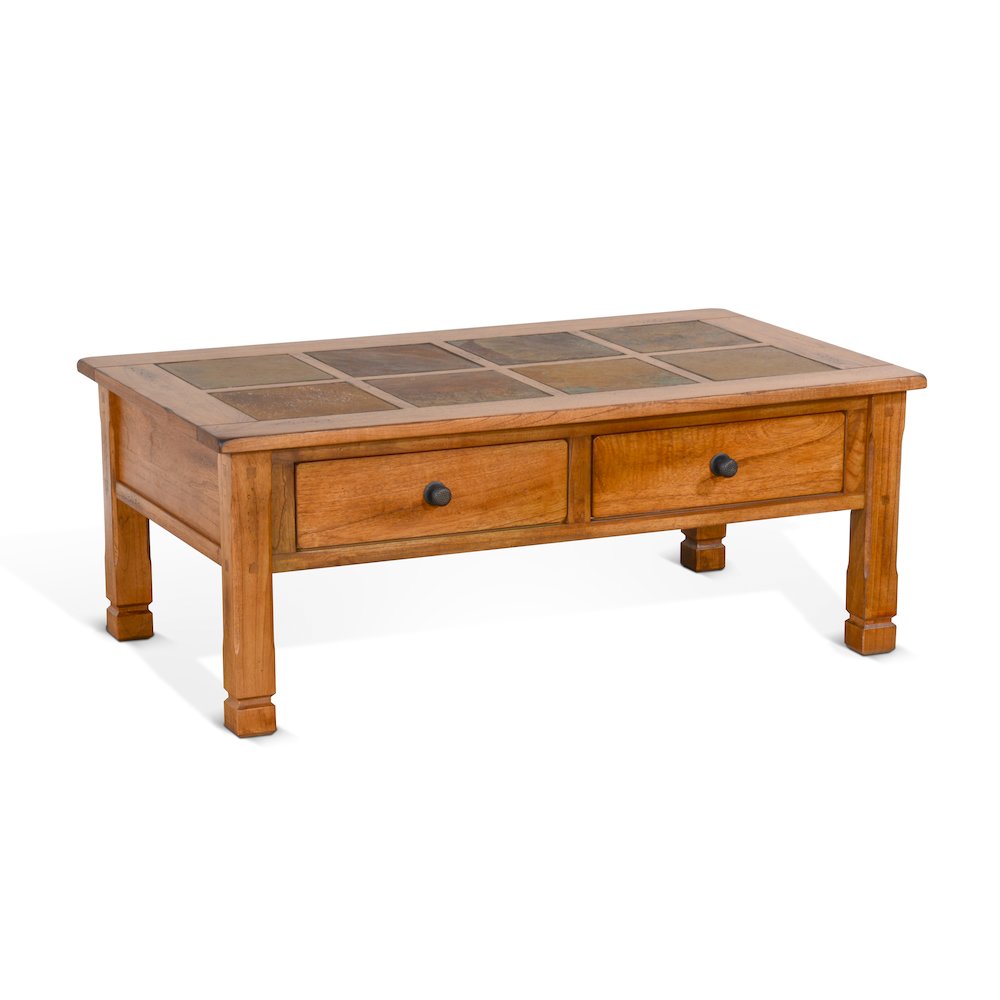 Sedona 49" Transitional Wood Coffee Table in Rustic Oak. Picture 1