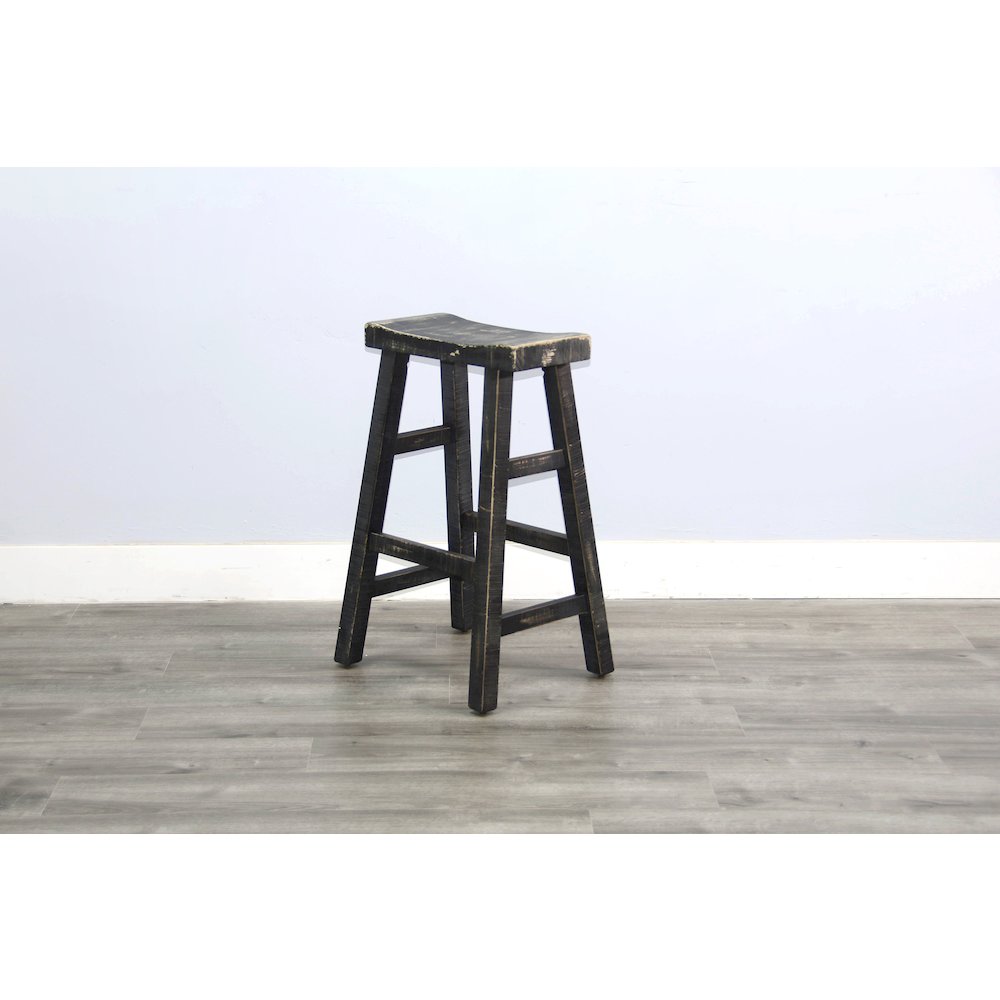 Black Sand Bar Saddle Seat Stool, Wood Seat (Set of 2). Picture 5