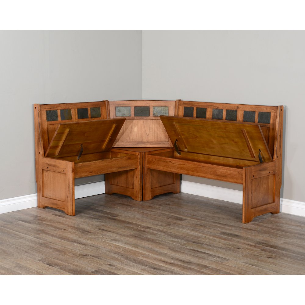 Sedona Farmhouse Wood Breakfast Nook Set in Rustic Oak. Picture 3