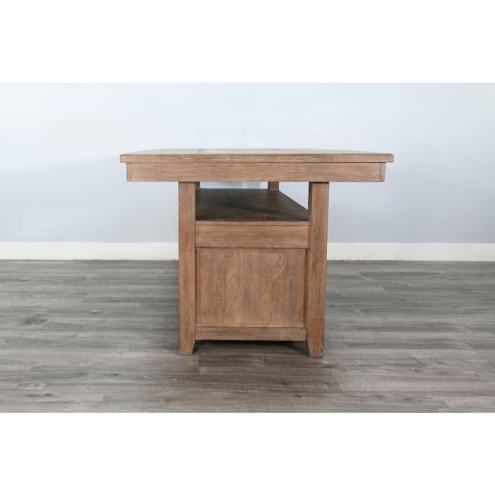 Rustic Counter-Height Extension Dining Table with Barn Door Storage. Picture 5