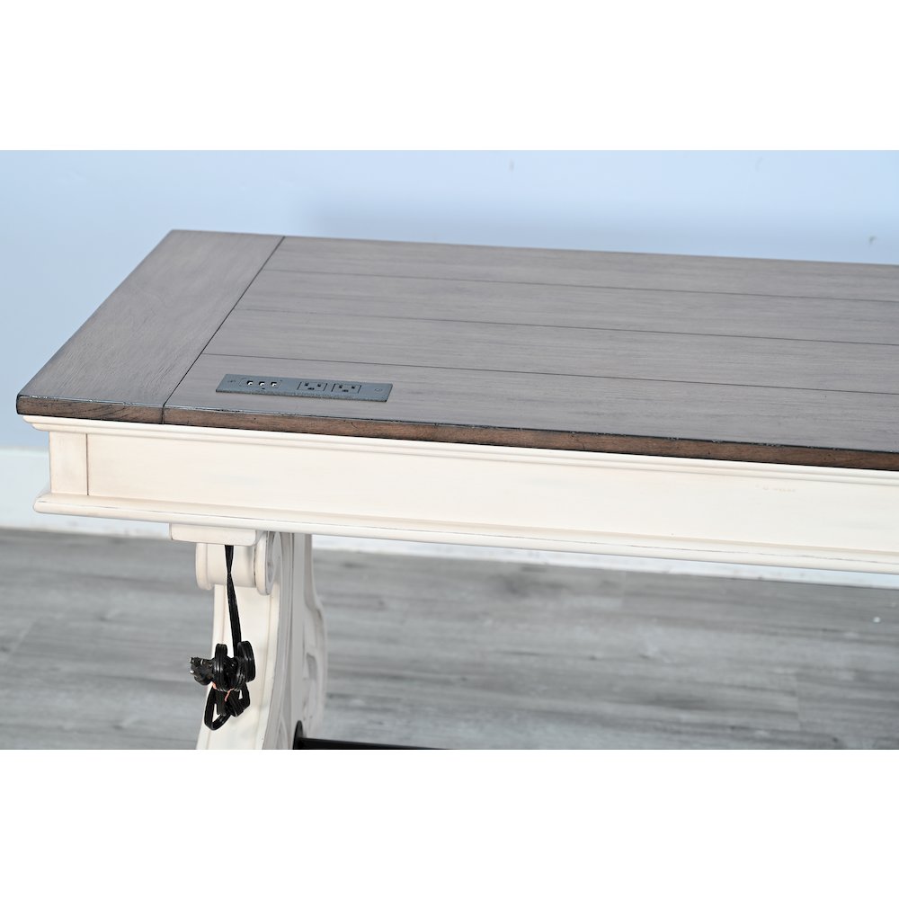 White Desk with Power Strip, Buckskin/Marble White. Picture 4
