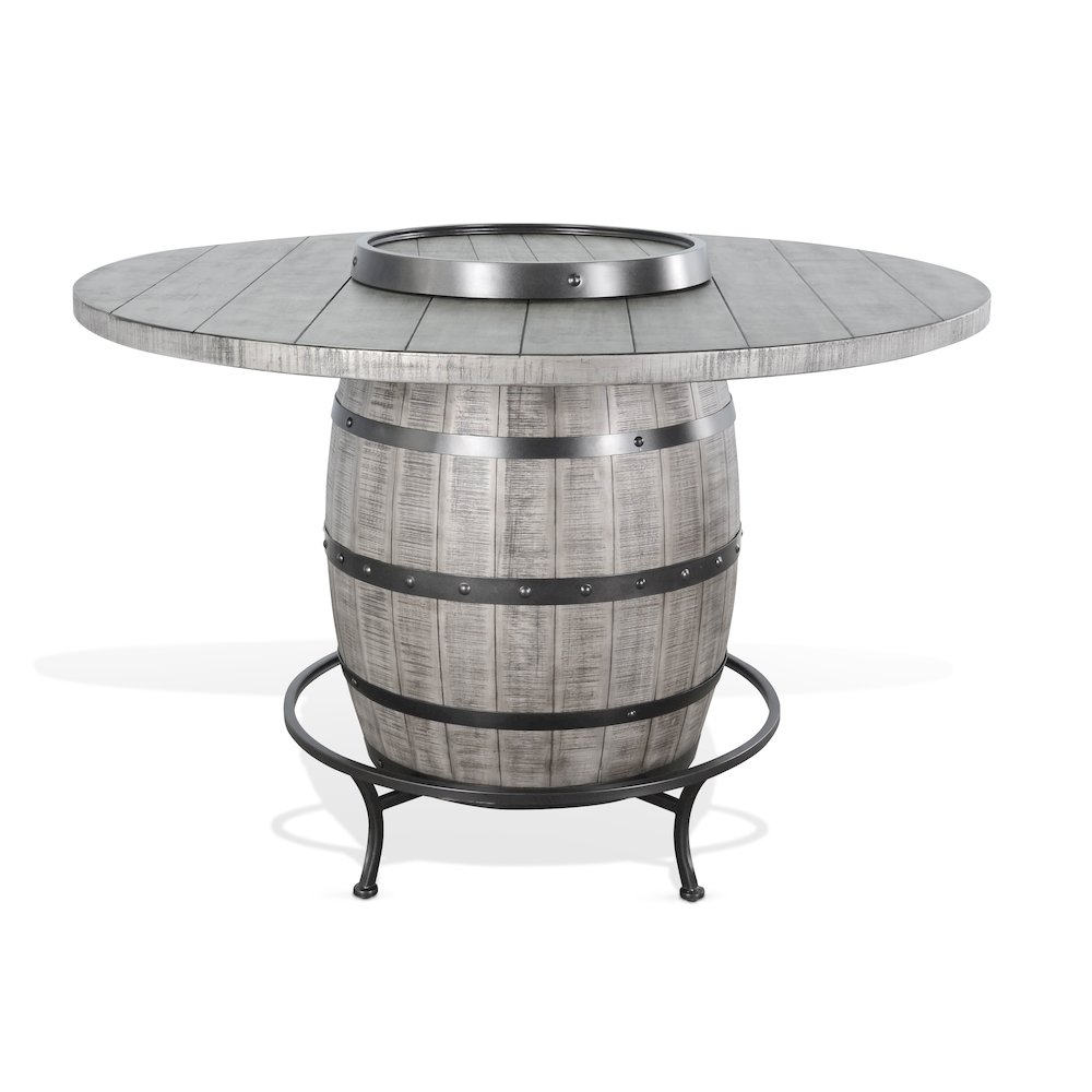 Round Pub Table with Wine Barrel Base. Picture 1