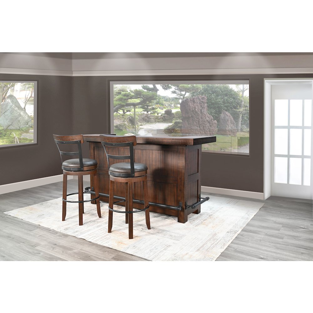 80" Traditional Wood Home Bar with Stools. Picture 2