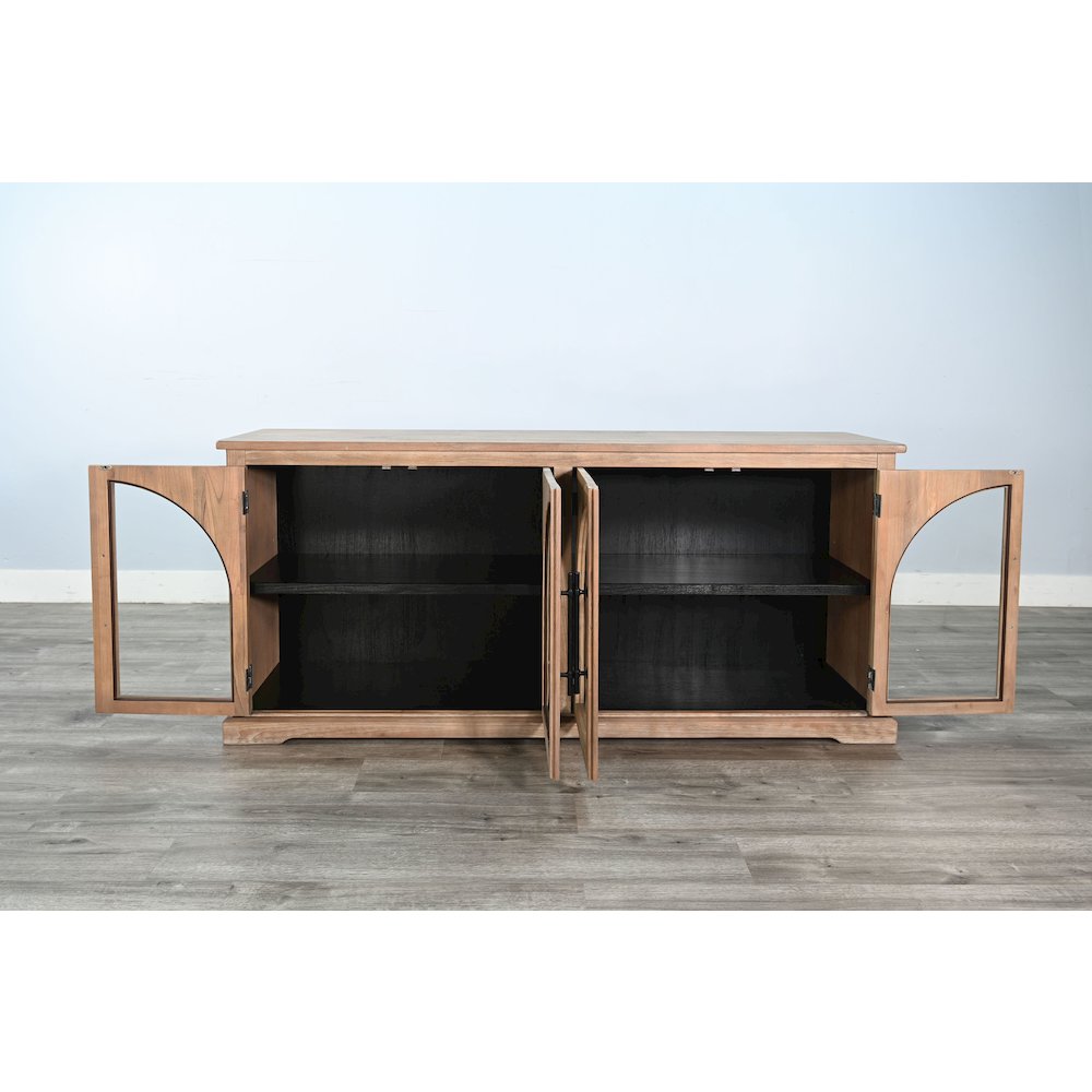 Elena Modern Wood Display Cabinet with Arched Glass Doors. Picture 3