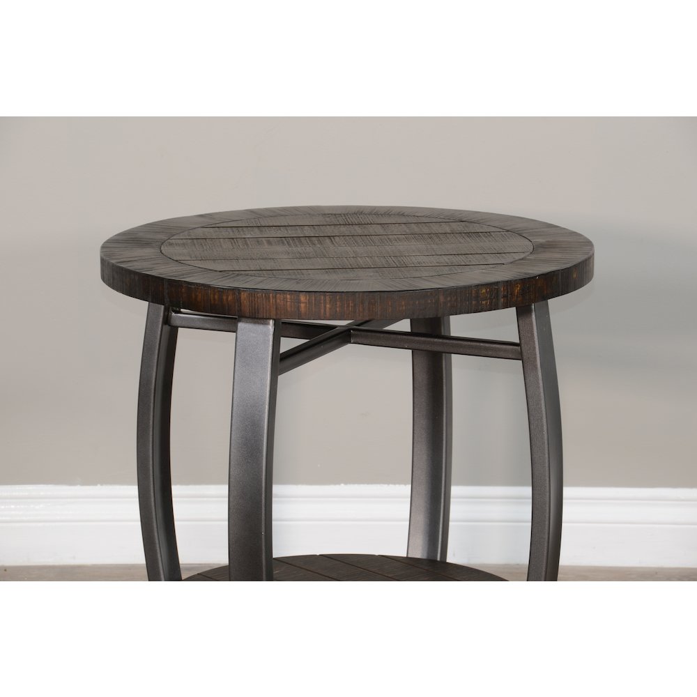 Homestead 24" Mahogany Wood & Metal End Table in Tobacco Leaf. Picture 4