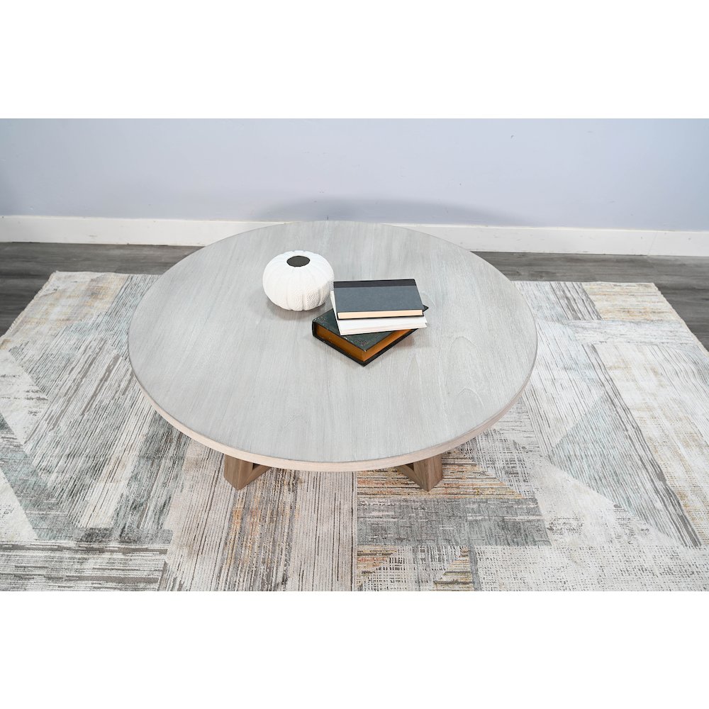 Rowan Round Coffee Table, Light Grey/Wheat. Picture 2