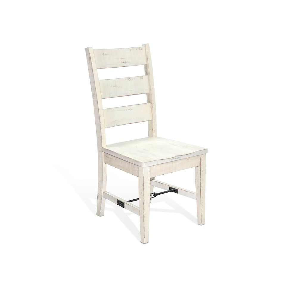 White Sand Ladderback Chair with Turnbuckle, Wood Seat (Set of 2). Picture 1