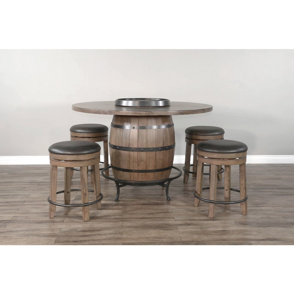 Round Pub Table with Wine Barrel Base. Picture 2