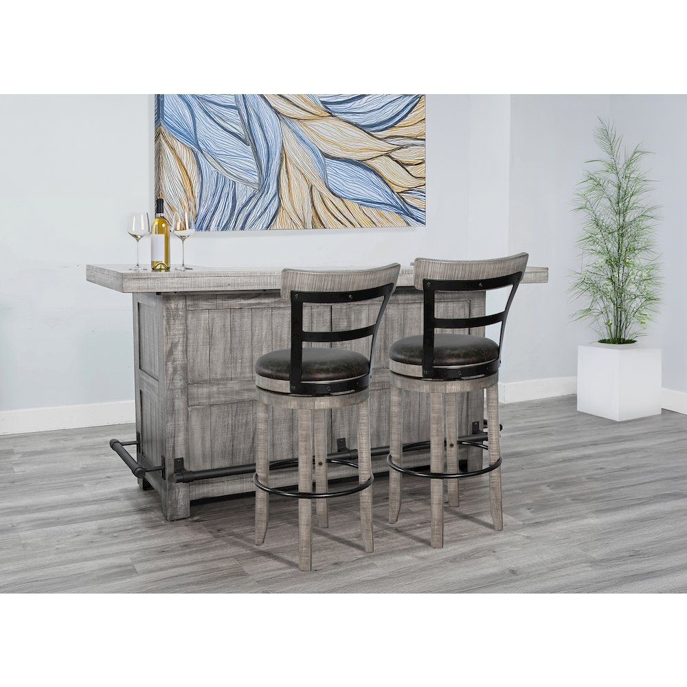 80" Traditional Wood Home Bar with Stools. Picture 2